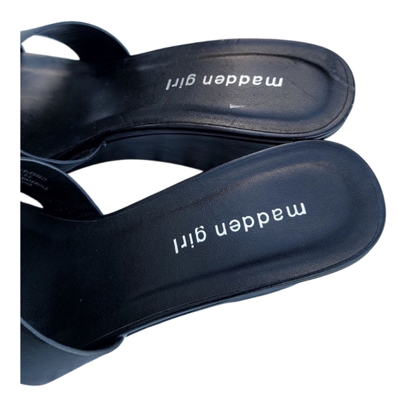 STEVE MADDEN BLACK  VEGAN LEATHER WEDGE SHOES, SIZE 9.5 EUC - Picture 4 of 10